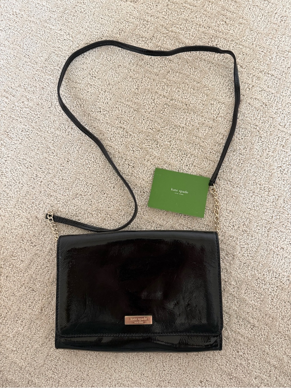 kate spade Black Patent Leather Chain-Accent Crossbody